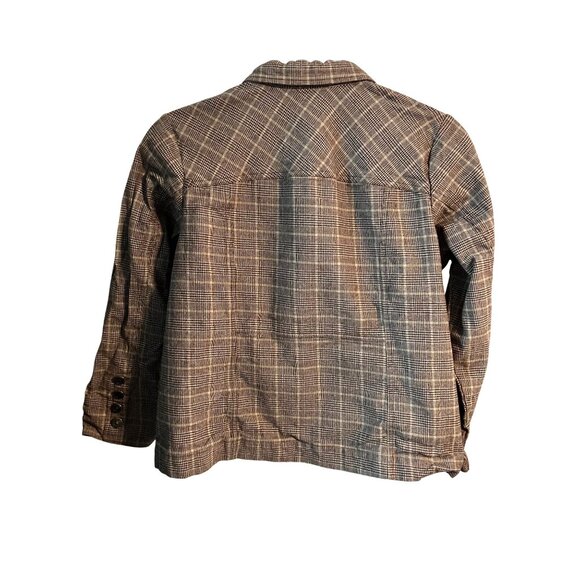 Denim & Co Brown Plaid Button Up Blazer Jacket Size 1X Cotton Shacket - Picture 4 of 8